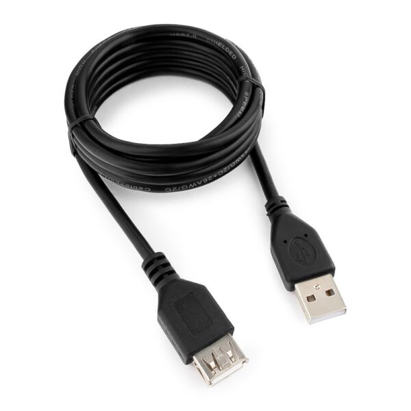 кабель удлинитель usb2.0 pro cablexpert ccp-usb2-amaf-6, am/af, 1.8м, экран, черный, пакет