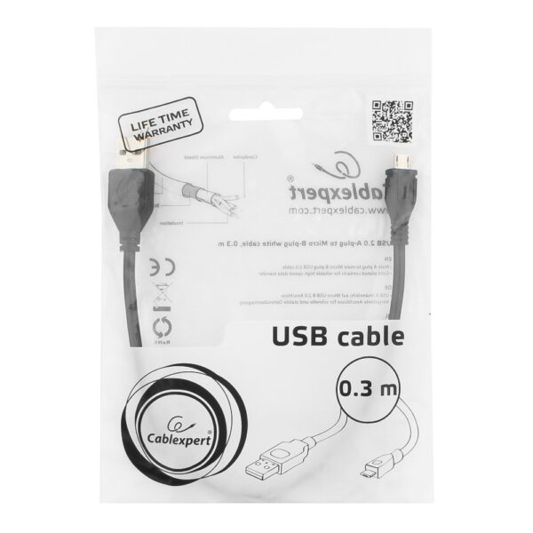 кабель usb 2.0 pro cablexpert ccp-musb2-ambm-0.3m, am/microbm 5p, 0.3м, экран, черный, пакет