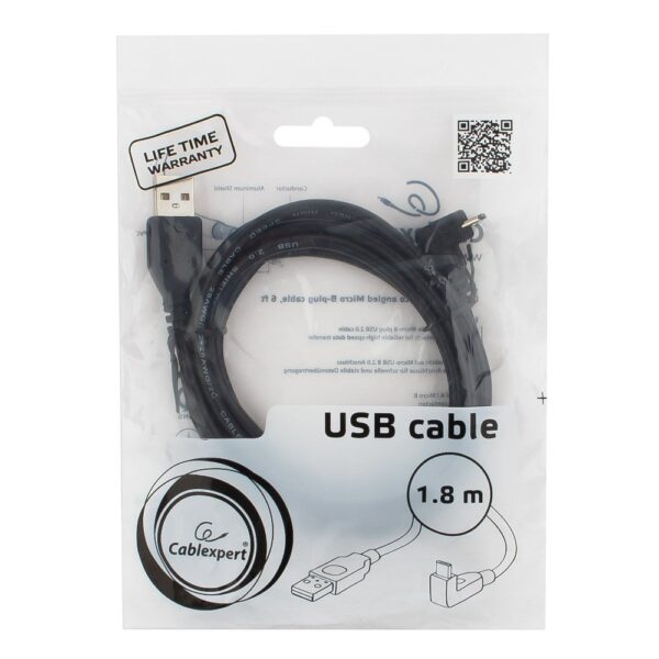 кабель usb 2.0 pro cablexpert ccp-musb2-ambm90-6, am/microbm 5p, 1,8м, угловой, экран, черный, пакет