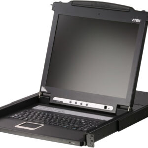 ATEN CL1008M-ATA-RG Переключатель, электрон., KVM, 1 user консоль LCD 17", 8 cpu PS2+VGA, с KVM-шнурами PS2 2х1.8м., 1280x1024, 1U 19", исп.спец.шнуры, OSD, каскад 128, лат./рус.клавиатура