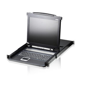 ATEN CL1016M-ATA-RG Переключатель, электрон., KVM, 1 user консоль LCD 17", 16 cpu PS2+VGA, с KVM-шнурами PS2 2х1.8м., 1280x1024, 1U 19", исп.спец.шнуры, OSD, каскад 128, лат./рус.клавиатура