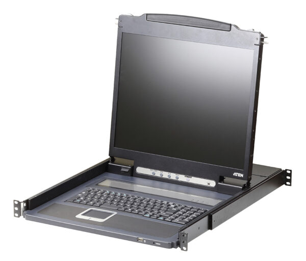 aten cl3000n-ata-rg консоль управления, для kvm-переключателей, 19", svga+kbd+mouse ps/2,usb, с kvm-шнуром usb 1.8м, lcd/жк экран 19", лат./рус.клав