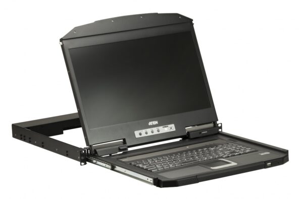 aten cl3100nx-ata-rg консоль управления, для kvm-переключателей, 19", vga+kbd+mouse+speaker usb, с kvm-шнуром usb 1.8м, lcd/жк экран 18.5", лат./рус.клав