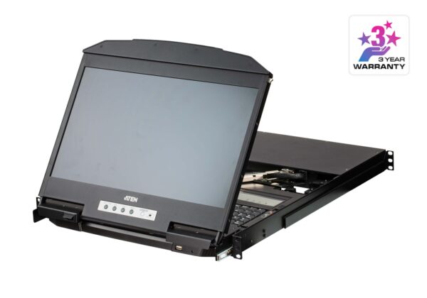 aten cl3884nw-ata-rg переключатель/switch, kvm, 1 user консоль lcd 18.5" => 4 cpu/портов/port usb+hdmi+audio, с kvm-шнурами usb+hdmi+audio 2x1.8м., 1920x1080, 1u 19", исп.спец.шнуры, osd, каскад 16, лат./рус.клав.