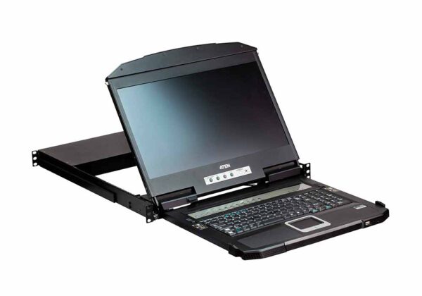 aten cl3884nw-ata-rg переключатель/switch, kvm, 1 user консоль lcd 18.5" => 4 cpu/портов/port usb+hdmi+audio, с kvm-шнурами usb+hdmi+audio 2x1.8м., 1920x1080, 1u 19", исп.спец.шнуры, osd, каскад 16, лат./рус.клав.