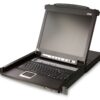 aten cl5708fm-at-rg переключатель/switch, kvm, 2 user консоль lcd 17" => 8 cpu/блоков/портов/port ps2/usb+vga, с kvm-шнурами ps2 1х1.8м.,usb 1x1.8м, 1280x1024, 1u 19", исп.спец.шнуры, osd, каскад 256, лат./рус.клав,