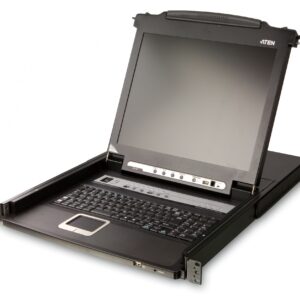 ATEN CL5708FM-AT-RG Переключатель/switch, KVM, 2 user консоль LCD 17" => 8 cpu/блоков/портов/port PS2/USB+VGA, с KVM-шнурами PS2 1х1.8м.,USB 1x1.8м, 1280x1024, 1U 19", исп.спец.шнуры, OSD, каскад 256, лат./рус.клав,