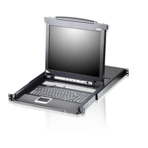 ATEN CL5716FM-AT-RG Переключатель/switch, KVM, 2 user консоль LCD 17" =>16 cpu/блоков/портов/port PS2/USB+VGA, с KVM-шнурами PS2 1х1.8м.,USB 1x1.8м, 1280x1024, 1U 19", исп.спец.шнуры, OSD, каскад 512, лат./рус.клав.