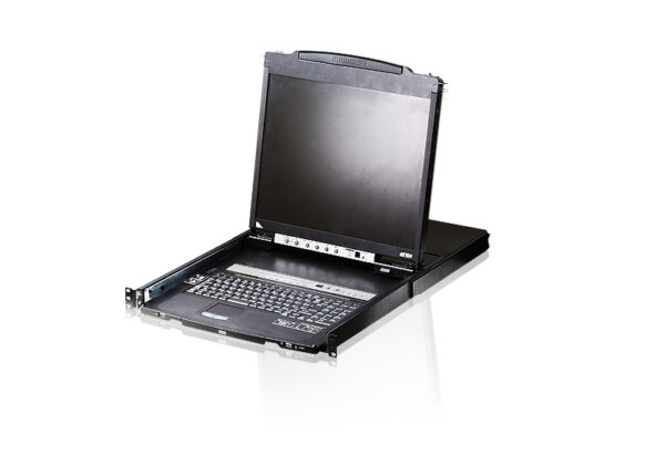 aten cl5808n-ata-rg переключатель, электрон., kvm, 2 user консоль lcd 19", 8 cpu ps2/usb+vga, с kvm-шнурами usb/ps2 2х1.8м., 1280x1024, 1u 19", исп.спец.шнуры, osd, каскад 256, лат./рус.клав., (2 доп.порт usb a-типа female, крепление dual rail)