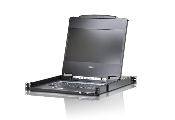 aten cl6700mw-ata-rg консоль управления, для kvm-переключателей, электрон., 19", dvi+kbd+mouse+speaker usb, с kvm-шнуром usb 1.8м, lcd экран 17.3", лат./рус. клав., (выход на вторую конс.vga,1920x1080 60hz,ddc2b,доп.порт usb a-типа female)