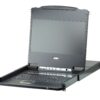 aten cl6708mw-ata-rg переключатель/switch, kvm, 1 user консоль lcd 17.3" => 8 cpu/портов/port usb+dvi+audio, с kvm-шнурами usb+dvi+audio 2x1.8м., 1920x1080, 1u 19", исп.спец.шнуры, osd, каскад 64, лат./рус.клав.