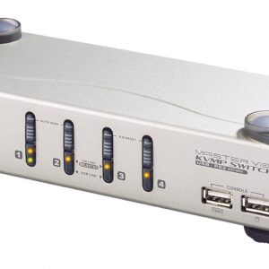 ATEN CS1734AC-AT KVM-переключатель, VGA/SVGA+KBD+MOUSE+AUDIO, 1> 4 блока/порта/port PS/2,USB, c KVM-шнурами USB 2х1.2+2х1.8 м.