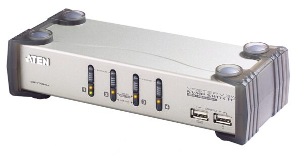 aten cs1734ac-at kvm-переключатель, vga/svga+kbd+mouse+audio, 1> 4 блока/порта/port ps/2,usb, c kvm-шнурами usb 2х1.2+2х1.8 м.