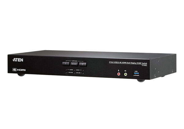 aten cs1842-at-g kvm-переключатель, kvm audio+usb 3.1 gen1, 1> 2 блока/порта/port usb с 2 вых.hdmi, со шнурами hdmi/audio*4шт+usb*2шт