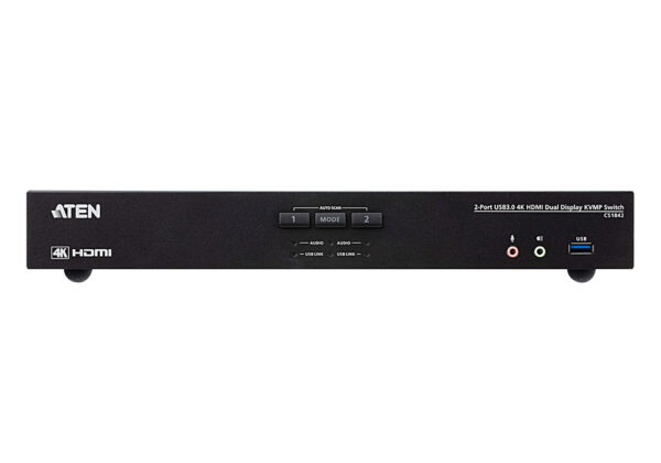 aten cs1842-at-g kvm-переключатель, kvm audio+usb 3.1 gen1, 1> 2 блока/порта/port usb с 2 вых.hdmi, со шнурами hdmi/audio*4шт+usb*2шт