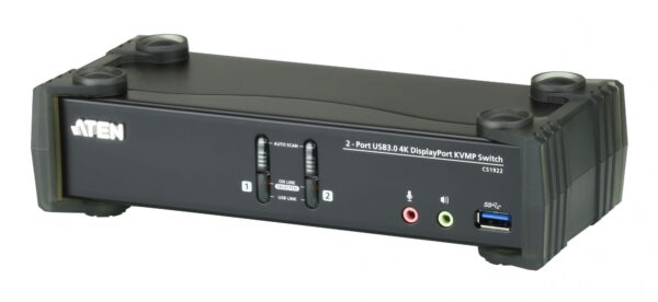 aten cs1922-at-g kvm-переключатель, dp+kbd+mouse, 1> 2 блока/порта/port usb, c kvm-шнурами dp 2x1.5м.+usb 2х1.8 м.