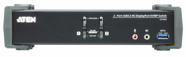 aten cs1922-at-g kvm-переключатель, dp+kbd+mouse, 1> 2 блока/порта/port usb, c kvm-шнурами dp 2x1.5м.+usb 2х1.8 м.