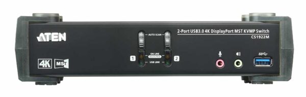 aten cs1922m-at-g kvm-переключатель, dp+kbd+mouse, 1> 2 блока/порта/port usb, c kvm-шнурами dp 2x1.5м.+usb 2х1.8 м.