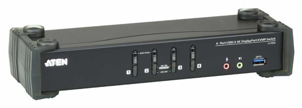 aten cs1924-at-g kvm-переключатель, dp+kbd+mouse, 1> 4 блока/порта/port usb, c kvm-шнурами dp 4x1.5м.+usb 4х1.8 м.