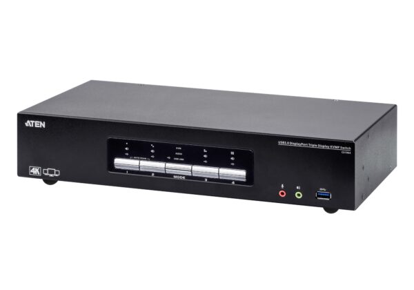 aten cs1964-at-g kvm-переключатель, dp+usb+audio, 1> 4 компьютера/блока/порта/port usb с 3 вых.dispalyport, со шнурами 2xusb 3.0 1.8м/6xdisplayport 1.2 1.5м.