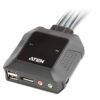 aten cs22dp-at kvm-переключатель, displayport+kbd+mouse+audio, 1> 2 блока/порта/port usb, со встр. kvm-шнурами usb 2x1.2м.