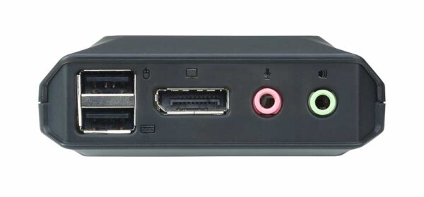 aten cs22dp-at kvm-переключатель, displayport+kbd+mouse+audio, 1> 2 блока/порта/port usb, со встр. kvm-шнурами usb 2x1.2м.