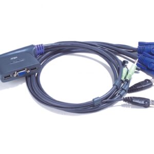 ATEN CS62US-A7 KVM-переключатель, VGA/SVGA+KBD+MOUSE, 1> 2 блока/порта/port USB, со встр. KVM-шнурами USB 2x0.9м.