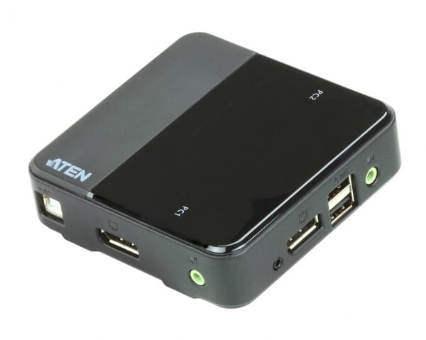 aten cs782dp-at kvm-переключатель, displayport+kbd+mouse+audio, 1> 2 компьютера/блока/порта/port usb, со шнурами usb/audio 2x1.8м + displayport 2х1.5м.