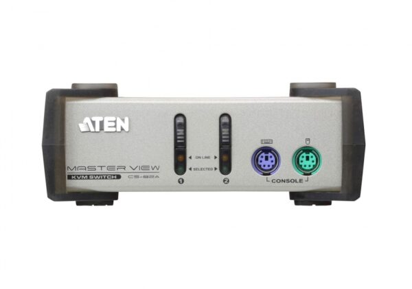 aten cs82ac-a7 переключатель, электрон., kvm, 1 user ps2+vga => 2 cpu ps2+vga, со шнурами ps2 2х1.2м., 1920x1440, настол., исп.стандарт.шнуры, без osd, некаскад.