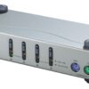 aten cs84ac-at kvm-переключатель, vga/svga+kbd+mouse, 1> 4 блока/порта/port ps2, c kvm-шнурами ps/2 2х1.2+2х1.8 м.