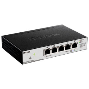 D-Link DGS-1100-05PD/U Настраиваемый коммутатор EasySmart с 5 портами 10/100/1000Base-T (2 порта с поддержкой PoE 802.3af (до 15,4 Вт), PoE-бюджет18 Вт (802.3at) или 8 Вт (802.3af), 1 порт для питания