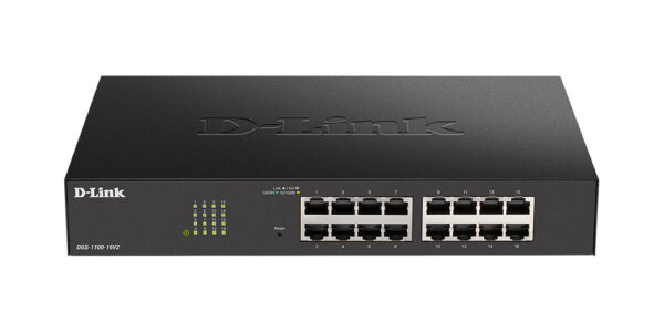 d-link dgs-1100-16v2/a1a настраиваемый компактный коммутатор easysmart с 16 портами 10/100/1000base-t