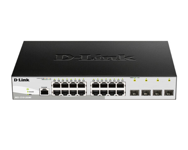 d-link dgs-1210-20/me/a1a управляемый коммутатор 2 уровня с 16 портами 10/100/1000base-t и 4 портами 1000base-x sfp