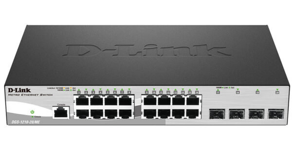 d-link dgs-1210-20/me/a1a управляемый коммутатор 2 уровня с 16 портами 10/100/1000base-t и 4 портами 1000base-x sfp