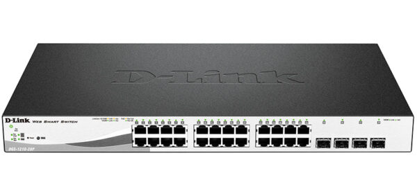 d-link dgs-1210-28p/fl1a управляемый коммутатор 2 уровня с 24 портами 10/100/1000base-t и 4 комбо-портами 100/1000base-t/sfp (24 порта с поддержкой poe 802.3af/802.3at (30 вт), рое-бюджет 193 вт)