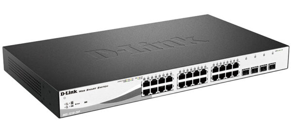 d-link dgs-1210-28p/fl1a управляемый коммутатор 2 уровня с 24 портами 10/100/1000base-t и 4 комбо-портами 100/1000base-t/sfp (24 порта с поддержкой poe 802.3af/802.3at (30 вт), рое-бюджет 193 вт)