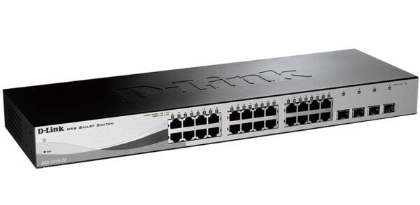 d-link dgs-1210-28/me/dc/a2a управляемый коммутатор 2 уровня с 24 портами 10/100/1000base-t и 4 портами 1000base-x sfp, питание dc 36-72 в