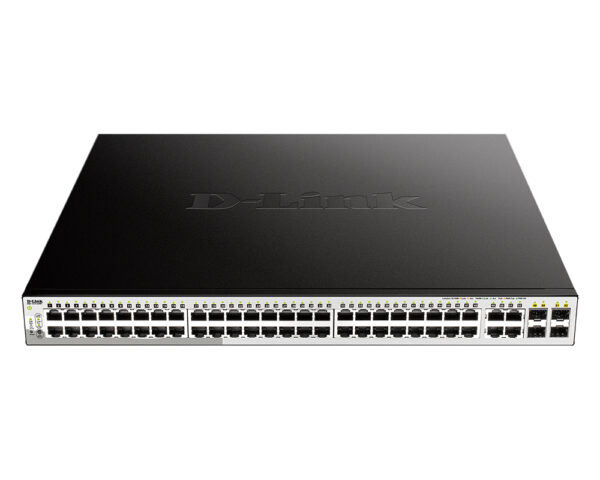 d-link dgs-1210-52mp/fl1a управляемый l2 коммутатор с 48 портами 10/100/1000base-t и 4 комбо-портами 100/1000base-t/sfp (48 портов poe 802.3af/at, poe-бюджет 370 вт)