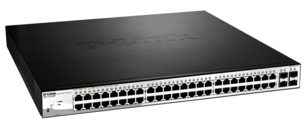 d-link dgs-1210-52mp/fl1a управляемый l2 коммутатор с 48 портами 10/100/1000base-t и 4 комбо-портами 100/1000base-t/sfp (48 портов poe 802.3af/at, poe-бюджет 370 вт)