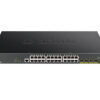 d-link dgs-1250-28xmp/a1a настраиваемый коммутатор 2 уровня с 24 портами 10/100/1000base-t и 4 портами 10gbase-x sfp+ (24 порта с поддержкой poe 802.3af/802.3at (30 вт), poe-бюджет 370 вт)