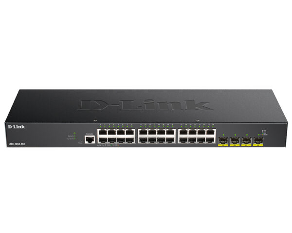 d-link dgs-1250-28x/a1a настраиваемый коммутатор 2 уровня c 24 портами 10/100/1000base-t и 4 портами 10gbase-x sfp+