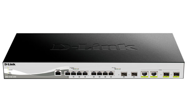 d-link dxs-1210-12tc/a1a/a2a proj настраиваемый коммутатор smart уровня 2+ с 8 портами 10gbase-t, 2 портами 10gbase-x sfp+ и 2 комбо-портами 10gbase-t/10gbase-x sfp+