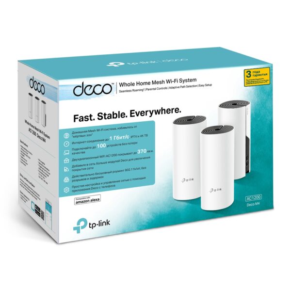 tp-link deco m4(3-pack) ac1200 домашняя mesh wi-fi система