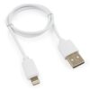 кабель usb гарнизон gcc-usb2-ap2-0.5m-w am/lightning, для iphone5/6/7/8/x, ipod, ipad, 0.5м, белый, пакет