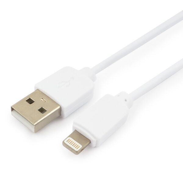 кабель usb гарнизон gcc-usb2-ap2-1m-w am/lightning, для iphone5/6/7/8/x, ipod, ipad, 1м, белый, пакет