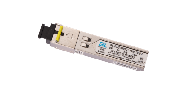 gigalink gl-ot-sg08sc1-1550-1310-d модуль sfp, wdm, 155mb/1,25gb/s, одно волокно sm, sc, tx:1550/rx:1310 нм, ddm, 8 дб (до 3 км)