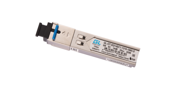 gigalink gl-ot-sg14sc1-1310-1550-d модуль sfp, wdm, 1гбит/c, одно волокно sm, sc, tx:1310/rx:1550 нм, ddm, 14 дб (до 20 км) bx