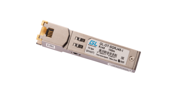 gigalink gl-ot-sgrj45-i модуль промышленный sfp, 100/1гбит/c, utp, rj45, до 100 м, до -40c