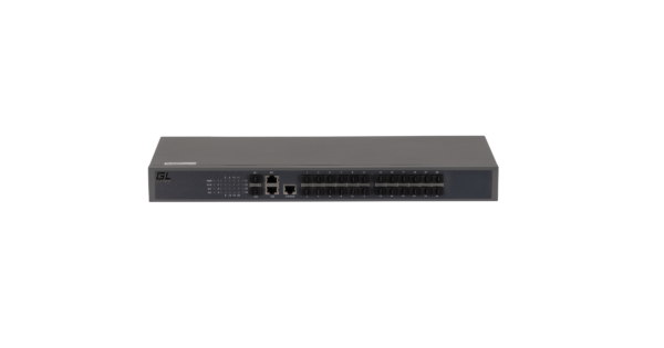 gigalink gl-sw-f201-26f управляемый коммутатор l2, 24 sfp 100mb/s портов, 2 tx 1000mb/s, 2 combo tx/sfp 1000mb/s, 1 console. 1u 19'', 220v