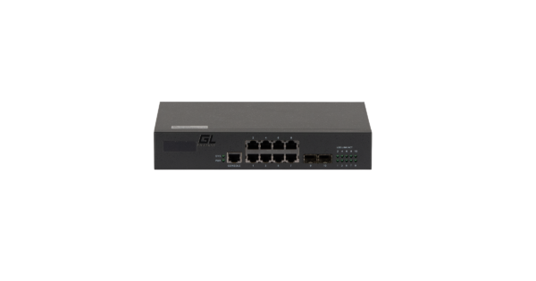 gigalink gl-sw-g201-10 управляемый коммутатор l2, 8 base-t 10/100/1000mb/s портов, 2 sfp 1000mb/s, 1 console. 1u 19'', 220v